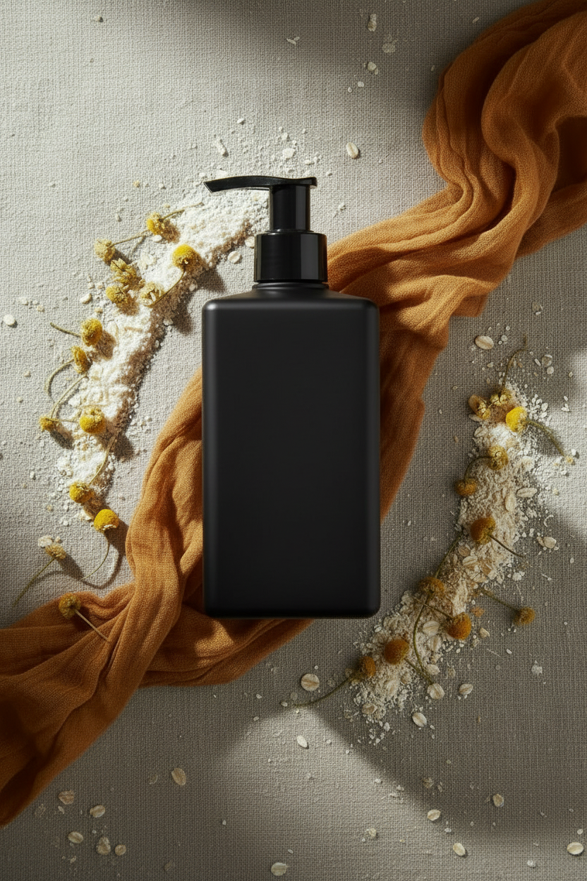 Gilded Embers – Extra Tall Thin Square Bottle Flat Lay