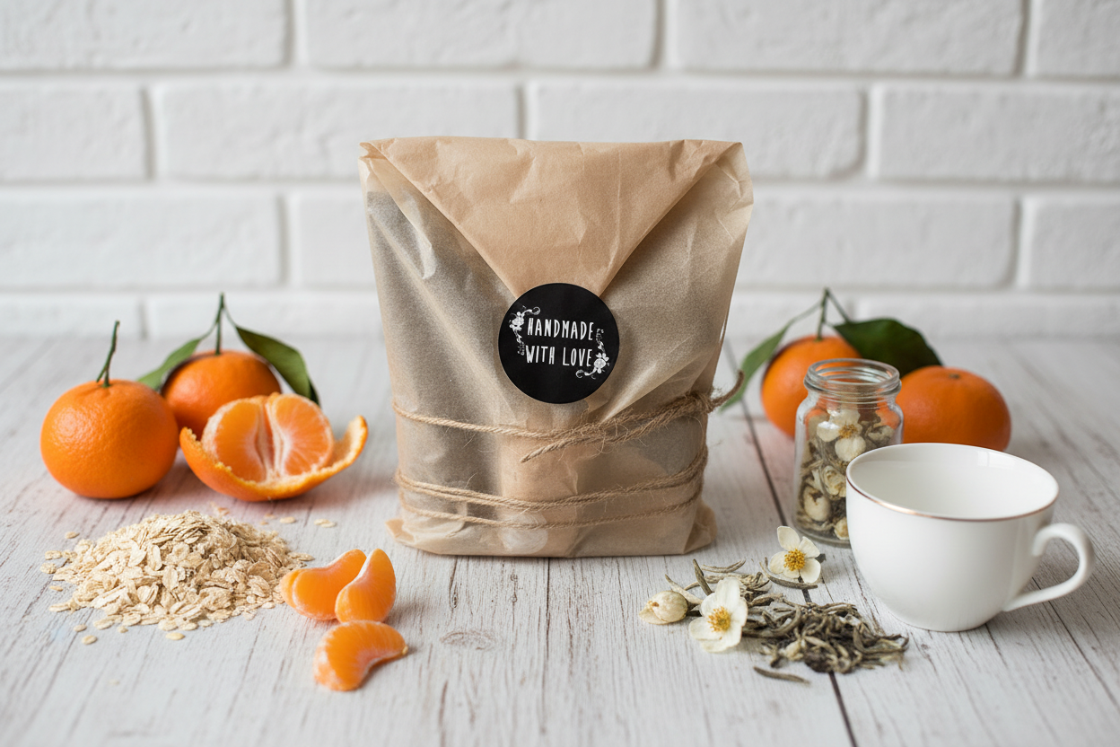 Package with Tangerine, Oatmeal & White Tea